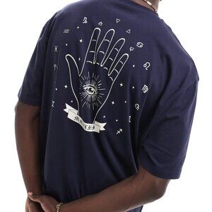 🐈Asos Oversized T-Shirt in Navy with Celestial Back Print XXL